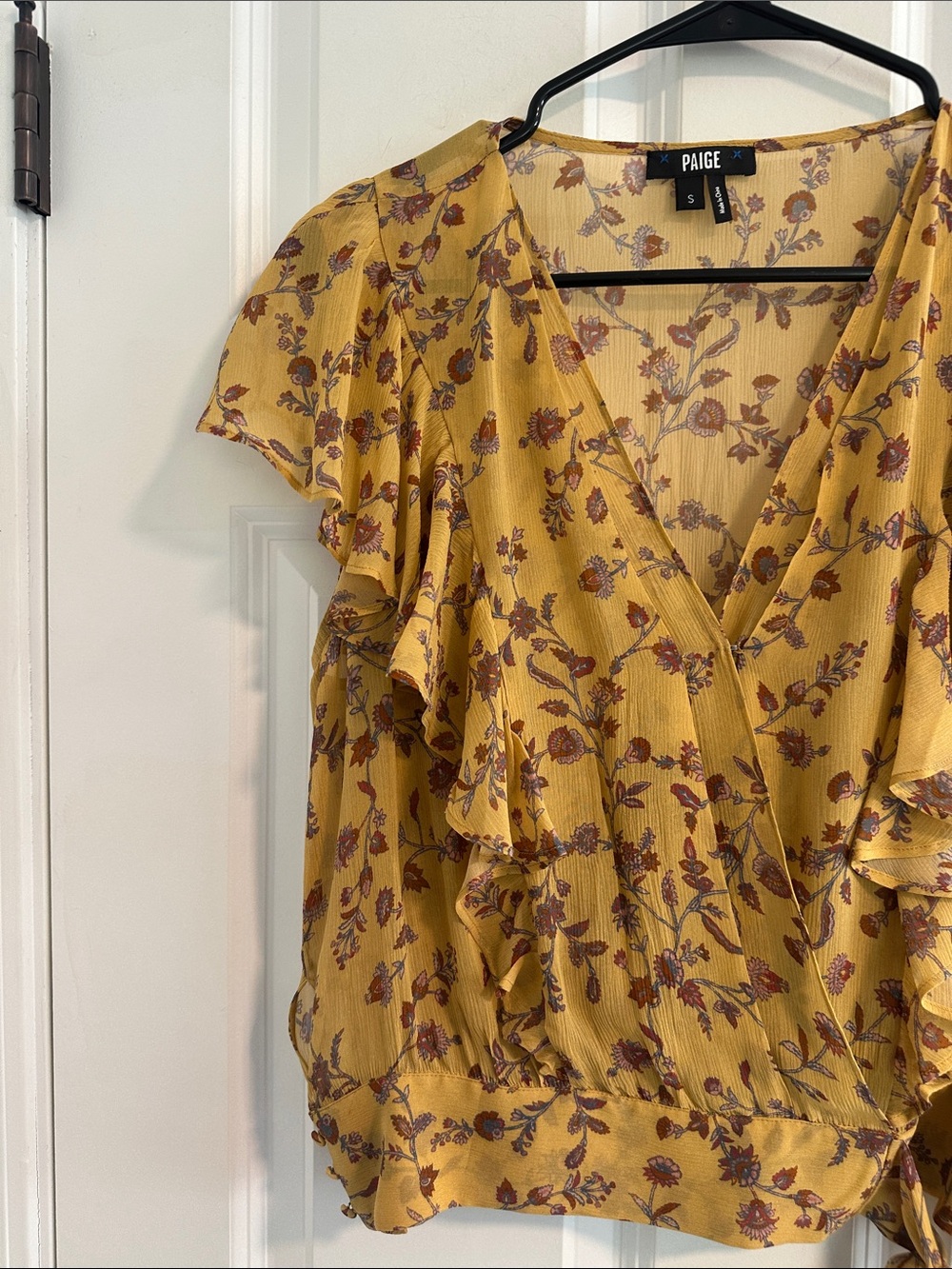 NWOT Paige Trista Silk Blouse in Tumeric Floral size S - Picture 7 of 12